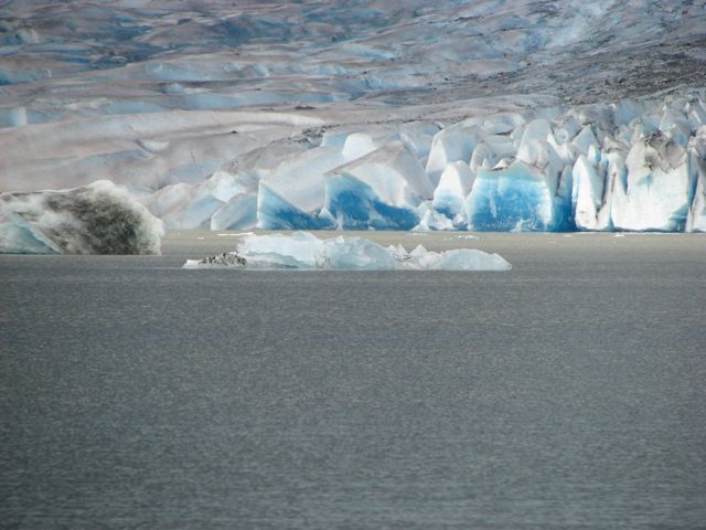 Glacial ice appears blue because it absorbs all colors of the