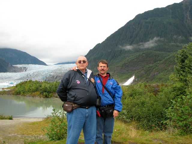 Tom and Bill with the Mendenhall Glacier behind them