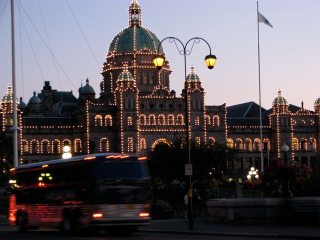 During the night time hours the BC Parliament Buildings light up the skyline with over 3,300 light 