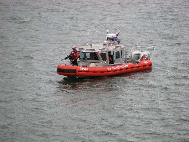 Day 3 Arriving in Juneau Alaska on September 9, 2007, greated by a Coast Guard Gun Boat