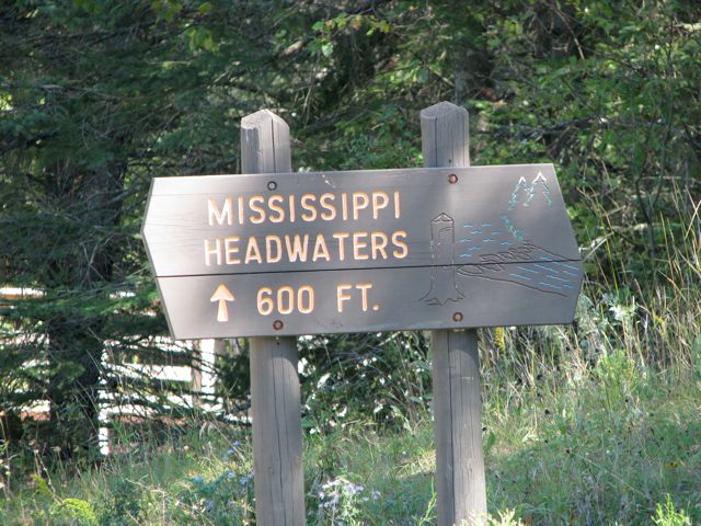 Mississippi headwaters 600 feet ahead
