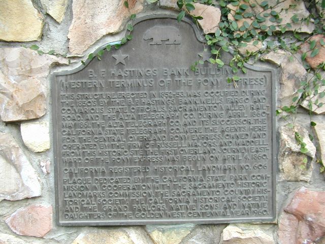 Western termius of the Pony Express plaque